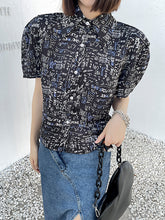 Short Sleeves Backless Printed Blouse